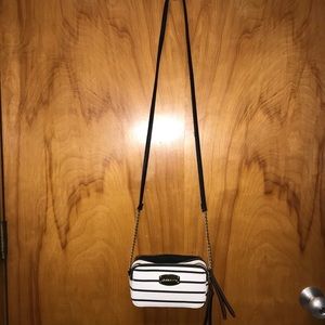 RESERVED// Black and white striped crossbody
